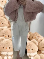 (試着のみ) 白 裏起毛 ジョガーパンツ トレーナー パンツ