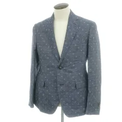 【中古】【未使用】コルネリアーニ CORNELIANI リネンコットン 小紋柄 カジュアルジャケット ネイビーxホワイト【サイズ50】【メンズ】