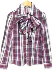 NARA CAMICIE　ナラカミーチェ　シャツ　ブラウス　ボウタイ　チェック　送料込み　S　977865