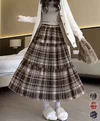 フレアスカート Aライン チェック柄秋冬