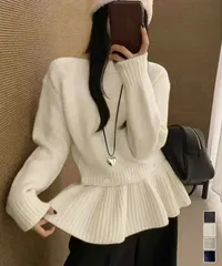 ニットトップス ペプラムニット春秋冬