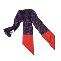 DIOR/ChristianDior(ディオール/クリスチャンディオール) スカーフ ミッツァ ネイビー×レッド I Love Paris/ハート/リボンスカーフ