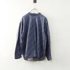 ニーム NIMES リバティプリント バックボタン フリルカラー シャツ ｜ブルー トップス ブラウス 長袖【2400014797640】