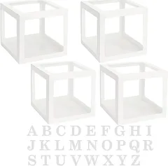 All Trust バルーンボックス アルファベット お祝い イベント 小道具 26文字 4箱セット (ホワイト)