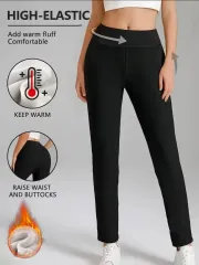 起毛裏地ハイウエスト ブラック レギンス 66サイズ