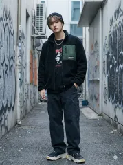 Timberland ブラック カーキ バイカラー BoA（ボア）フリース モックネック ジップアップ ジャケット_S