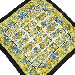 LOEWE(ロエベ) スカーフ美品  - 黒×イエロー×マルチ ミニサイズ/花柄