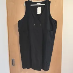 新品タグ付き　しまむら　3L　黒ブラック　大きいサイズ　プラスサイズ　コットン100%　ロングジレ　ポケットあり