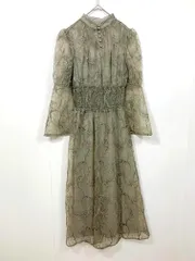 Leja レジャ 定価17900円 スパンコール花柄ハイネックAラインドレス ワンピース グリーン ■■◎レディース