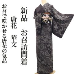 特選紋意匠地西陣御召訪問着【柄部分は紋紗◇ティアラ柄】王冠 墨黒 