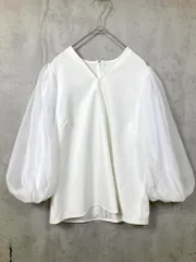 新品 ur's ユアーズ BFXN2128 バルーンスリーブVネック ブラウス シャツ sizeL/白 ■■レディース