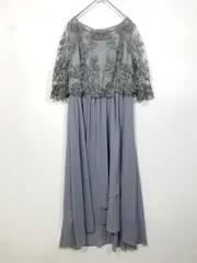 美品 GIRL ガール as-2195 花柄 レース 切替 ミモレ丈 フレア 結婚式二次会 ドレス ワンピース size2L/ブルーグレー ■■◎レディース