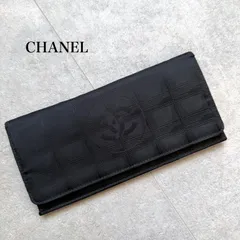 美品 CHANEL シャネル ニュートラベルライン ココマーク ナイロン レザー 二つ折り長財布 ブラック 黒　a8