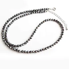 [GOLD STONE] テラヘルツ鉱石 ネックレス ミラーカット 本物 4mm 軽い 軽量 キラキラ 長さ 約50cm 1