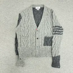 5 トムブラウン 斜めボーダー 袖ストライプ アランケーブル カーディガン