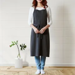 シンプル カフェエプロン ブラック レディース リネン 前掛け 保育士   おしゃれ  新品 即購入OK レディース メンズ