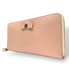 未使用級 美品 フルラ FURLA 長財布 バビロン リボンモチーフ ピンク レザー ラウンドファスナー ラウンドジップ 5