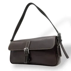 【美品】COACH コーチ 7784 ショルダーバッグ レザー ブラウン 茶色 バックルフラップ ステッチ ワンショルダー バッグ  Y2K 00s vintage s91