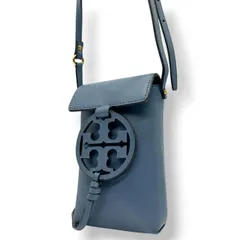 美品 トリーバーチ TORY BURCH ミラー Miller フォンクロスボディ スマホショルダー バッグ ポーチ レザー 本革 ブルー 水色 デカロゴ 斜め掛け ポシェット ミニバッグ サコッシュ レディース 鞄 カバン 軽量 コンパクト s34