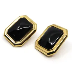 MONET モネ イヤリング ヴィンテージ ゴールドメッキ ゴールドカラー ブラックカラーストーン レディース i2