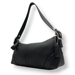美品 コーチ COACH ソーホー レザー ショルダーバッグ ハンドバッグ ワンショルダー 8A64 本革 ブラック 黒 ブルーステッチ 肩掛け ホーボー ミニバッグ Y2K レディース 鞄 カバン カジュアル 軽量 お出かけ s11