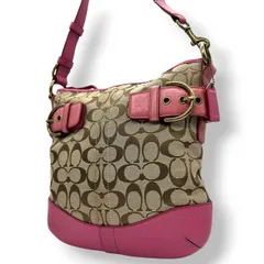 コーチ COACH シグネチャー ショルダーバッグ ワンショルダー 斜め掛け可 キャンバス レザー ベージュ ピンク ゴールド金具 バックル ベルト デザイン カジュアル クラシック エレガント 上品 鞄 カバン レディース 人気 F03574 s98