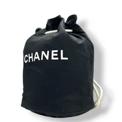 【良品】シャネル CHANEL 巾着ショルダーバッグ ワンショルダー バケツバッグ キャンバス ブラック 黒 ロゴ ロープ 軽量 大容量 スポーツ ジム レジャー 旅行 ノベルティ カジュアル レディース 鞄 カバン J