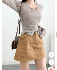 コットンデニム 살커버 Aライン キュロット ミニスカート パンツ M