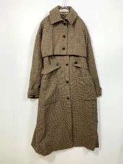 美品 GU ジーユー 212-353119 rokh ロク 2ピースコート チェック ロング コート sizeM/茶 ◆■レディース