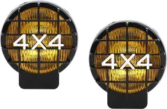 グテナムネット 4x4 ガード付き ハロゲン フォグランプ 丸型 55W 12V / 24V 対応 レンズ 2個セット オフロード 4WD 補助灯 バンパー ライト (イエローライト)