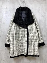 Cheri mi シェリミー CSH0154 プードル ファー ジャガード コート sizeM/黒×白×グレー ◆■レディース