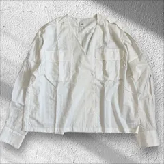 【美品】6（ロク）Vネックシャツ　ブラウス　長袖　ゆったり　ホワイト　白　フリーサイズ　レディース　ビューティーアンドユース