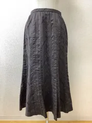 レリアン ダークブラウン 縞模様スカート シルク入り