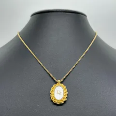 本物保証 Christian Dior クリスチャンディオール ディオール ロゴペンダント CD ロゴ ペンダント ゴールド ホワイト GP/メタル レディース