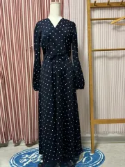 Vネック ドット ロング ONE PIECE