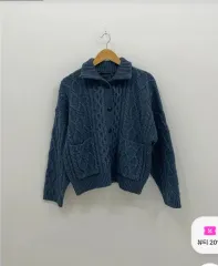 ケーブル編み ブルー ニットカーディガン 定価 5万円