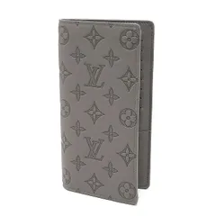 美品 ルイヴィトン モノグラムシャドウ ポルトフォイユブラザ M81335 イニシャル入り 二つ折り長財布 メンズ