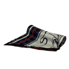 manipuri(マニプリ) ストール(ショール) - 白×黒×マルチ クレイジーパターン/リバーシブル ウール、シルク