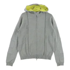 Armani Exchange (アルマーニ エクスチェンジ) パネルデザイン コットンアクリルニット ジップアップパーカー グレー