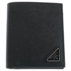 PRADA (プラダ) トライアングルロゴ サフィアーノ カードケース 二つ折り財布 ブラック