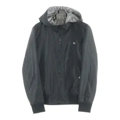 BURBERRY BLACK LABEL (バーバリー ブラックレーベル) モチーフ刺繍 チェック柄 リバーシブル フーデッドジャケット ブラック/グレー BMP10-209-06