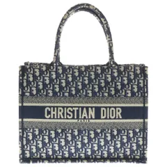 Christian Dior (クリスチャンディオール) BOOK TOTE ブックトート スモール オブリーク ジャガード キャンバス トートバッグ ネイビー