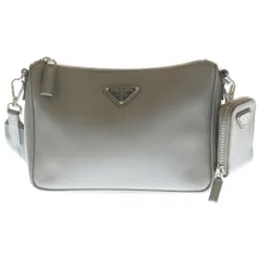 PRADA (プラダ) サフィアーノ ショルダーバッグ グレー レザー シルバー金具