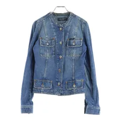 DOLCE & GABBANA (ドルチェアンドガッバーナ) カットオフ ノーカラー デニムジャケット レディース インディゴ JDS1L 811N