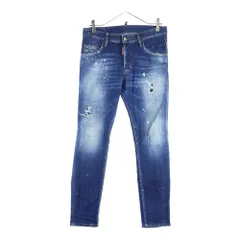 DSQUARED2 (ディースクエアード) 23AW SKATER JEANS スケーター ボタンフライ ペイント加工 デニムパンツ インディゴブルー S74LB1331