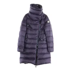 MONCLER (モンクレール) FLEURS フルール ワッペンロゴ スタンドカラー ジップアップ ダウン ロング ジャケット コート パープル レディース 32093499460553048