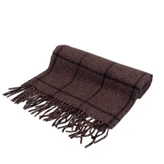 Joshua Ellis(ジョシュアエリス) マフラー美品  - アイボリー×ボルドー×ダークネイビー チェック柄 カシミヤ