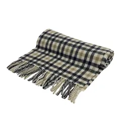 Joshua Ellis(ジョシュアエリス) マフラー美品  - アイボリー×ダークパープル×マルチ チェック柄 カシミヤ