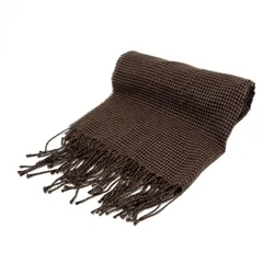 Joshua Ellis(ジョシュアエリス) ストール(ショール)美品  - ベージュ×ダークブラウン 千鳥格子柄 カシミヤ