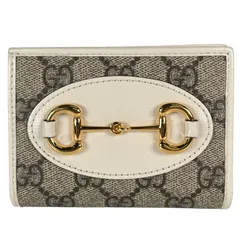 美品 GUCCI グッチ 二つ折り財布 GGキャンバス ブラウン レディース ホースビット【中古】【送料無料】